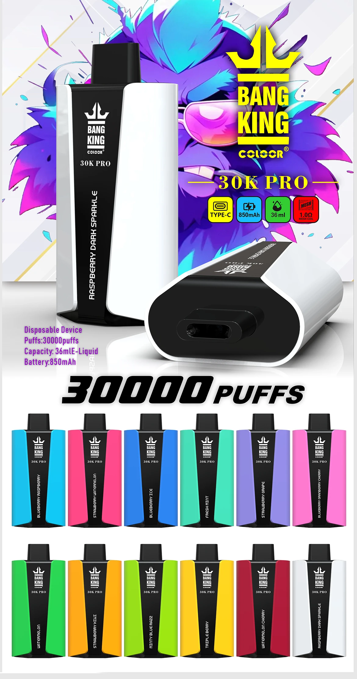 Bang King 30000 PRO 使い捨て電子タバコ