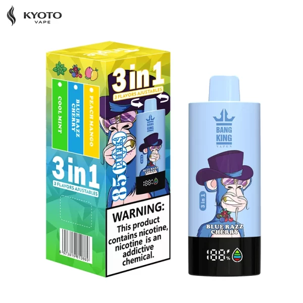 bang king 85000 puffs blue razz cherry cool mint peach mango