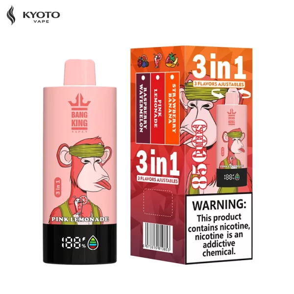 bang king 85000 puffs strawberry banana raspberry watermelon pink lemonade