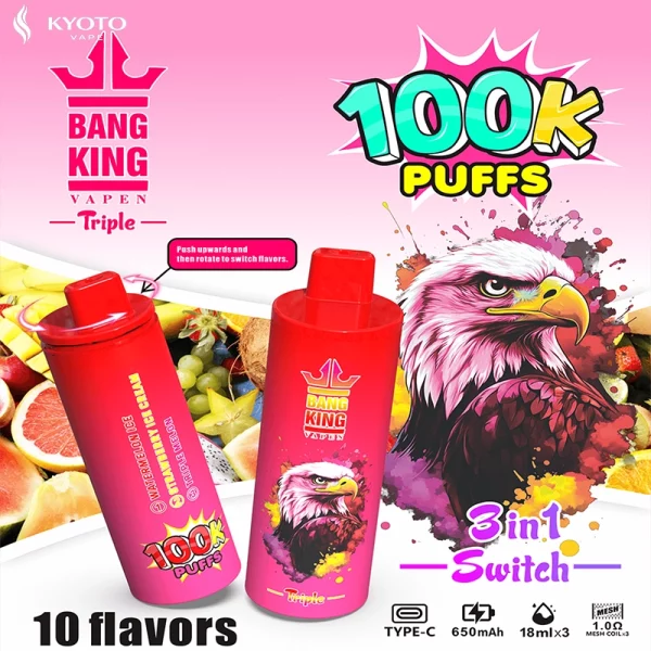 Bang King Triple 100000 3in1フレーバー 使い捨てVAPE Bang King Triple 100000 3in1フレーバー 使い捨てVAPE
