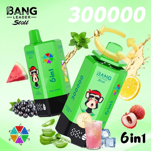Bang Leader Stoll 300K AloeLycheeIce PinkLemon GlacierIce PineNeedleMint BlackCurrantIce WatermelonLemon