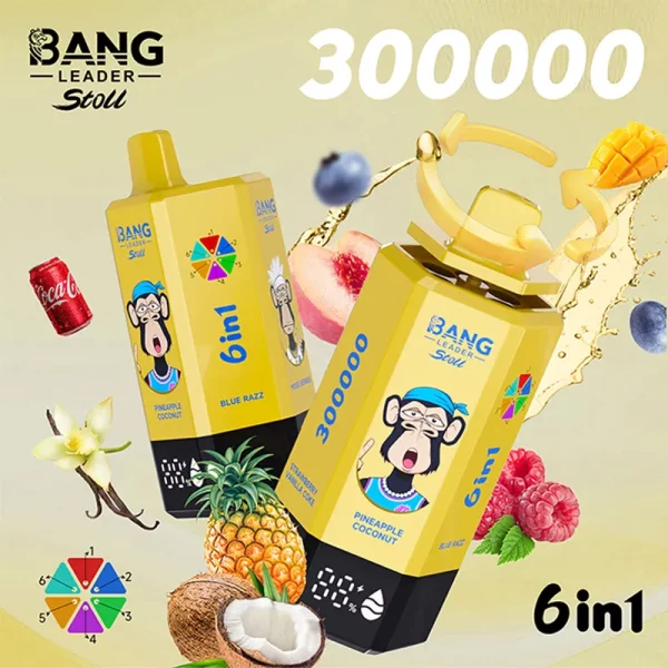 Bang Leader Stoll 300K PineappleCoconut BlueRazz MixedBerries MangoPeach BlueberryRaspberry StrawberryVanillaCoke