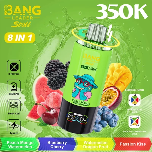Bang Leader Stoll 350K 8in1 Peach Mango Watermelon & Blueberry Cherry & Watermelon Dragon Fruit & Passion Kiss