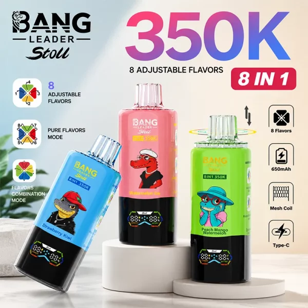 Bang Leader Stoll 350K 8in1フレーバー使い捨て電子タバコ