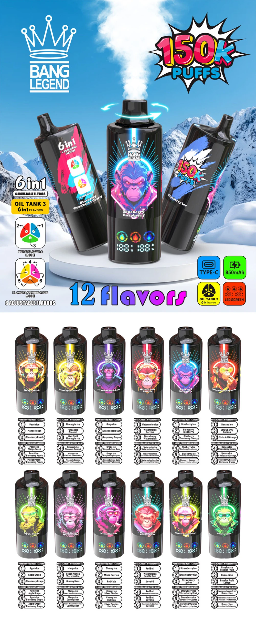 Bang Legend 150K 6 in 1 使い捨てVAPE